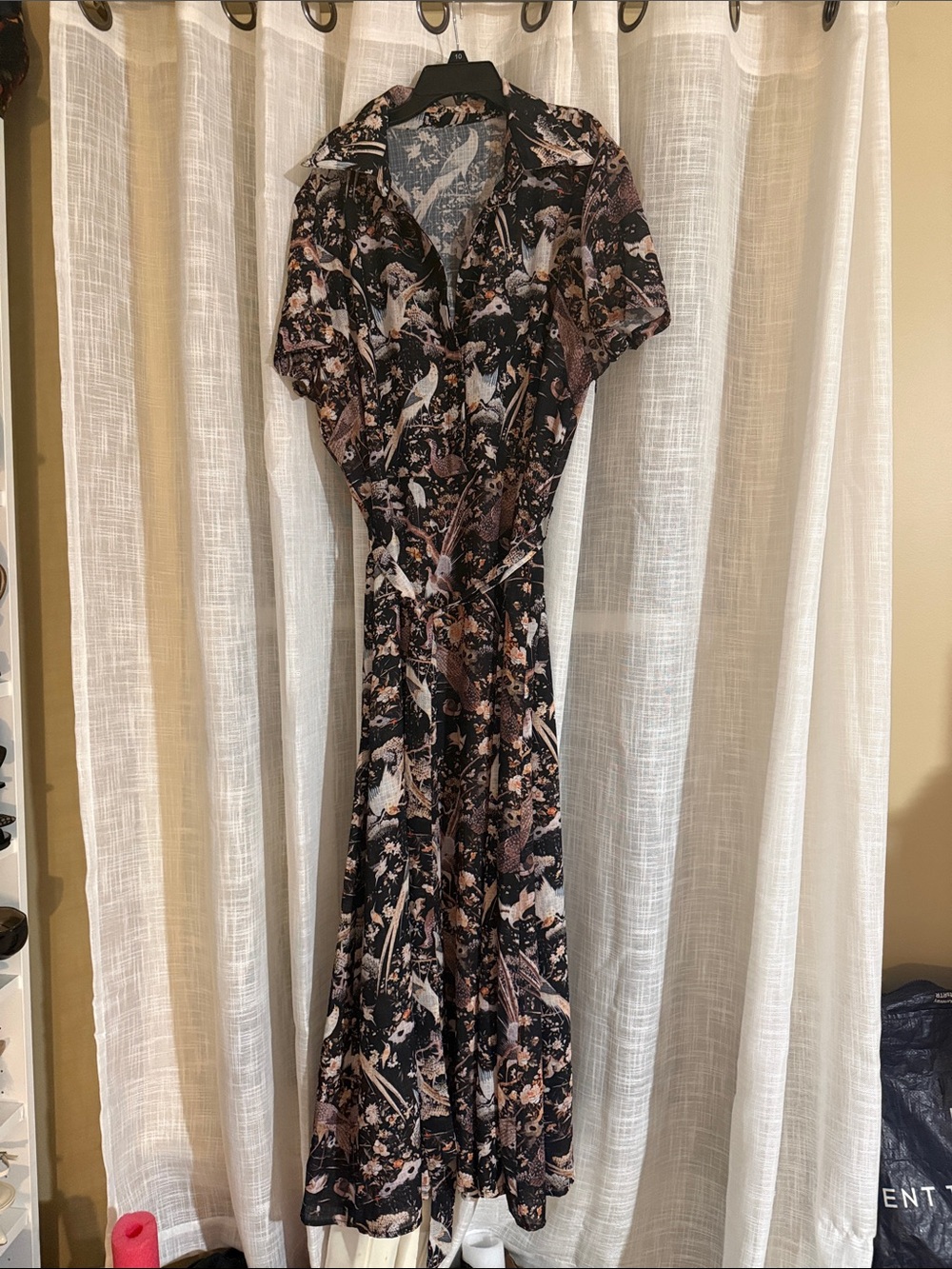 Blackmilk Black and Brown Floral Button-Front Maxi Dress